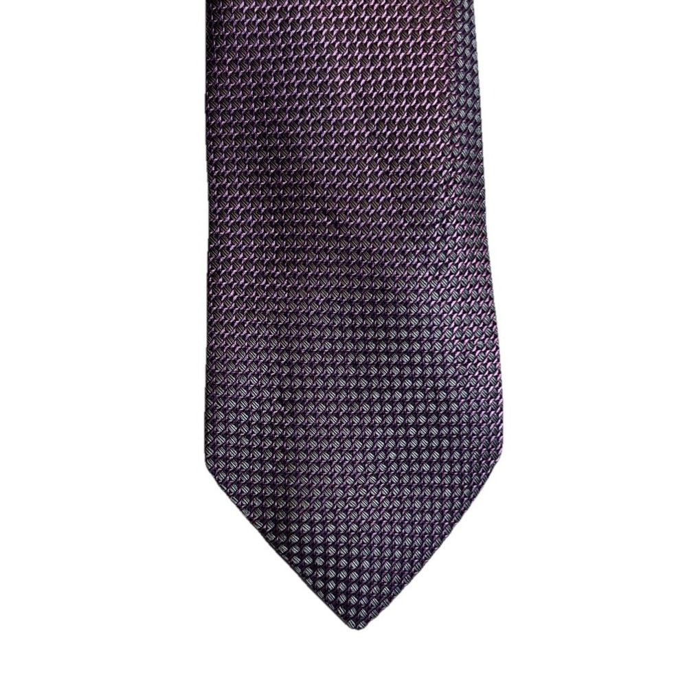 Ermenegildo Zenga 100% Silk‎ Tie Pink Silver Iridescent Made in Italy